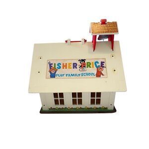 Vintage Fisher Price Play Family School #923 1971 Red Roof Bellhouse Toy Kids